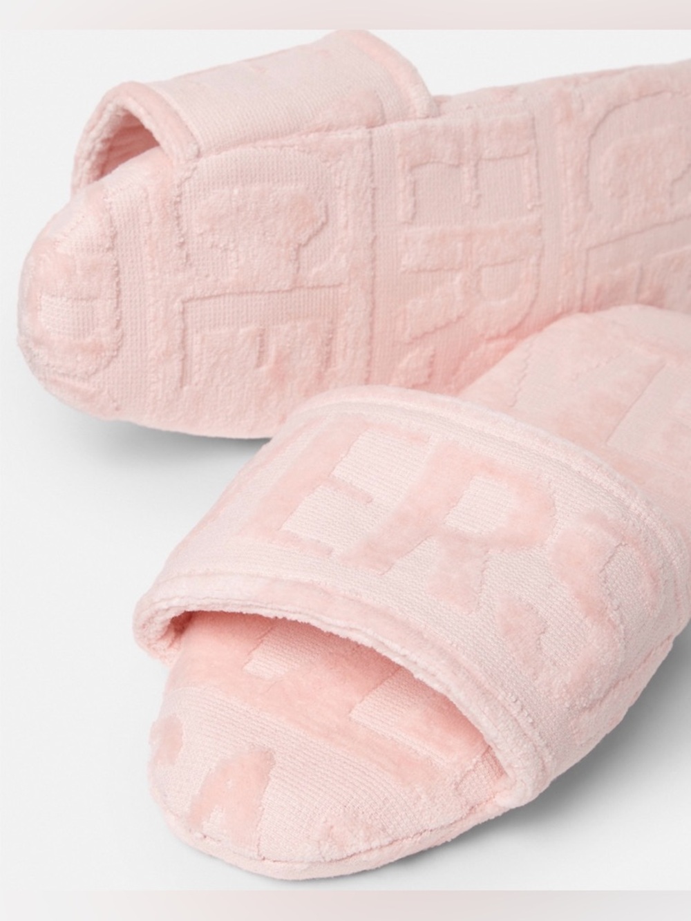 Versace Pink Rosa Allover Baroque Bath Slippers XL Authentic - Picture 2 of 5
